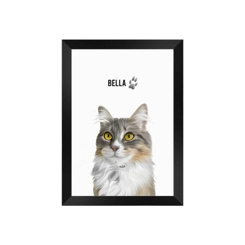 A4 Framed Digital Pet Portrait with Paw Print