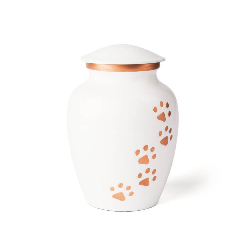 Paw Prints Rose Gold Metal Urn